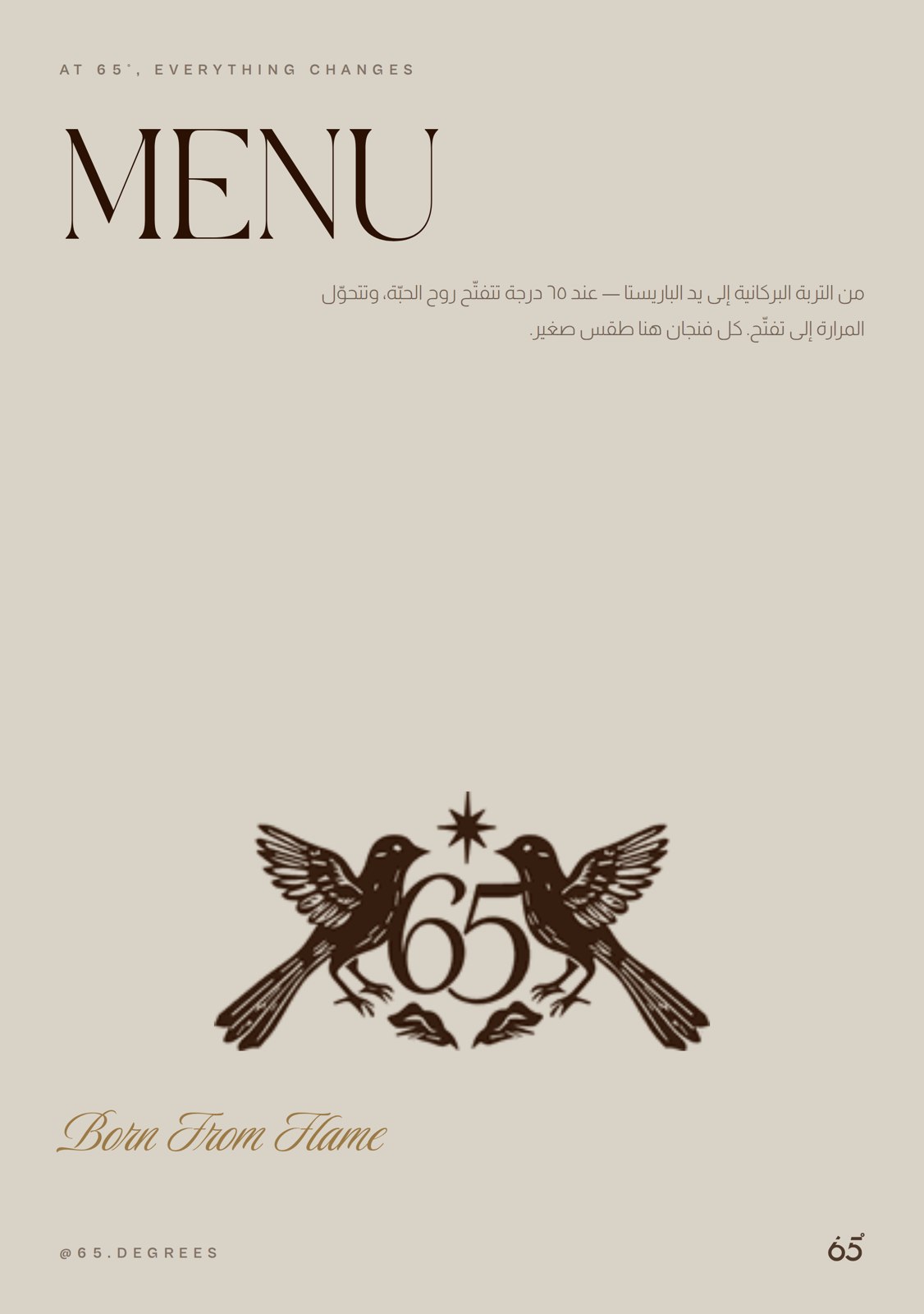 ٦٥ · المنيو المطبوع